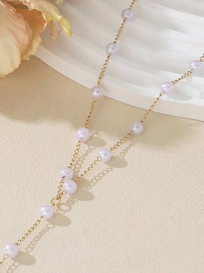 Faux Pearl Alloy Belly Chain Necklace Body Chain