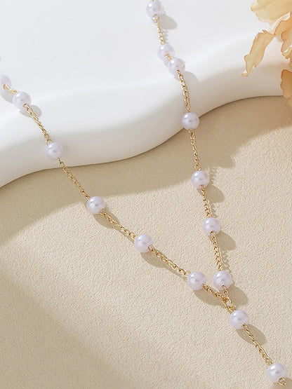 Faux Pearl Alloy Belly Chain Necklace Body Chain