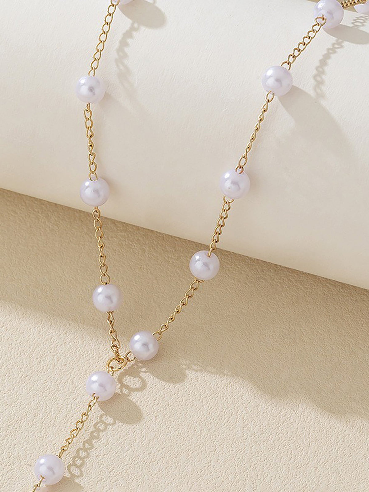 Faux Pearl Alloy Belly Chain Necklace Body Chain
