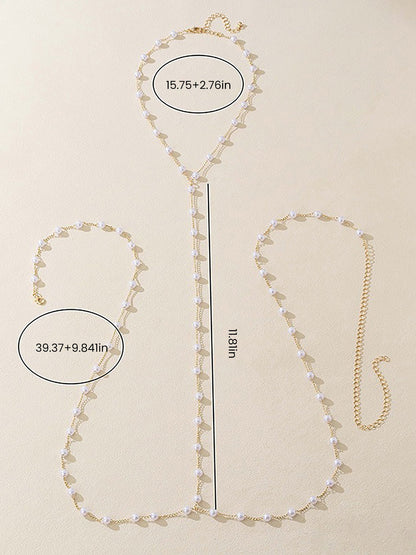 Faux Pearl Alloy Belly Chain Necklace Body Chain