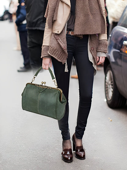 Faux Leather Handbag Crossbody Clasp Closure Bag