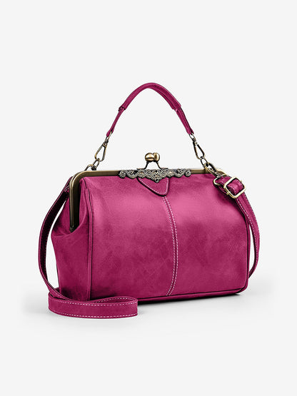 Faux Leather Handbag Crossbody Clasp Closure Bag