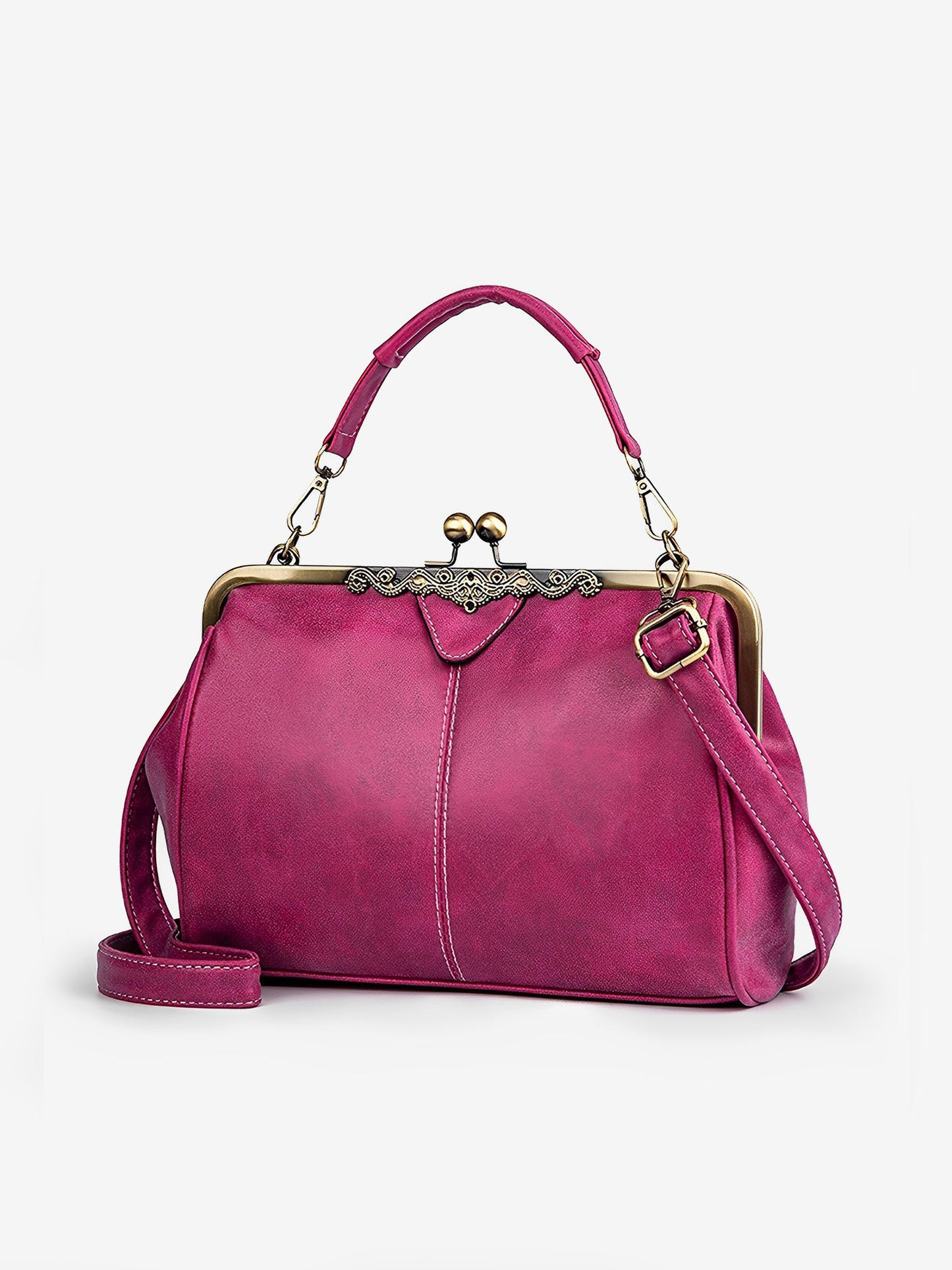 Faux Leather Handbag Crossbody Clasp Closure Bag