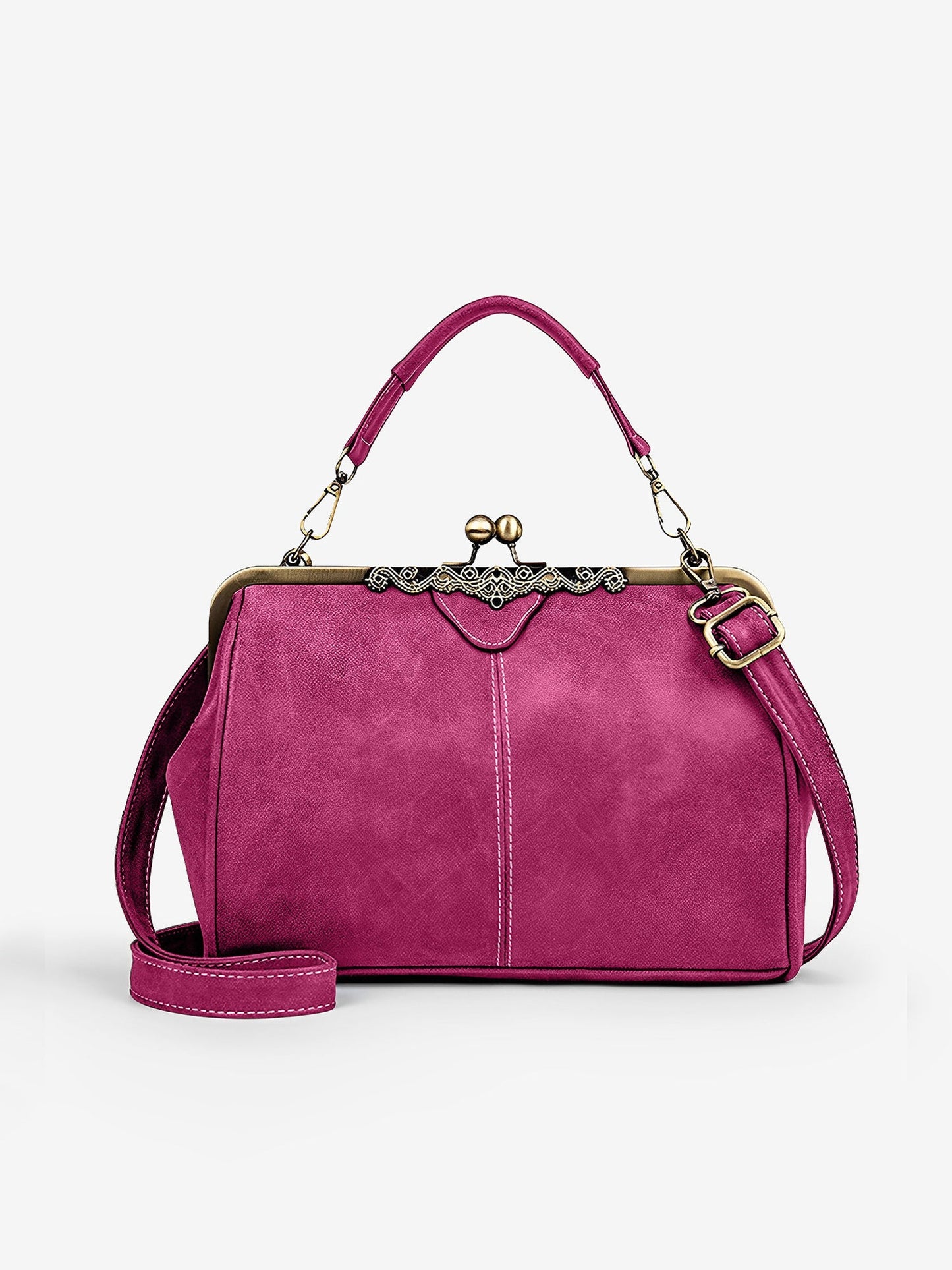 Faux Leather Handbag Crossbody Clasp Closure Bag