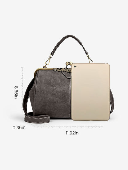 Faux Leather Handbag Crossbody Clasp Closure Bag
