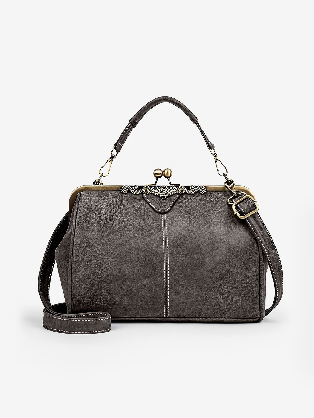 Faux Leather Handbag Crossbody Clasp Closure Bag