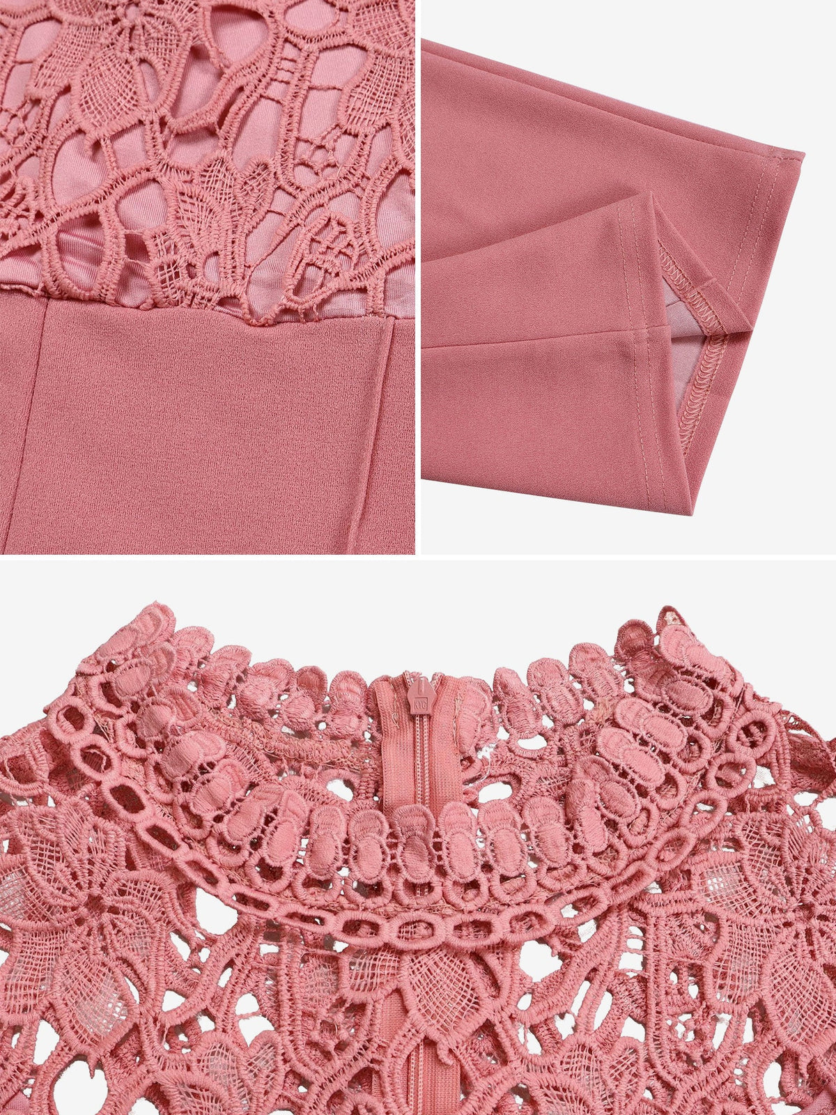 Lace Hollow Short Sleeves High Waist Straight Legs Jumpsuits