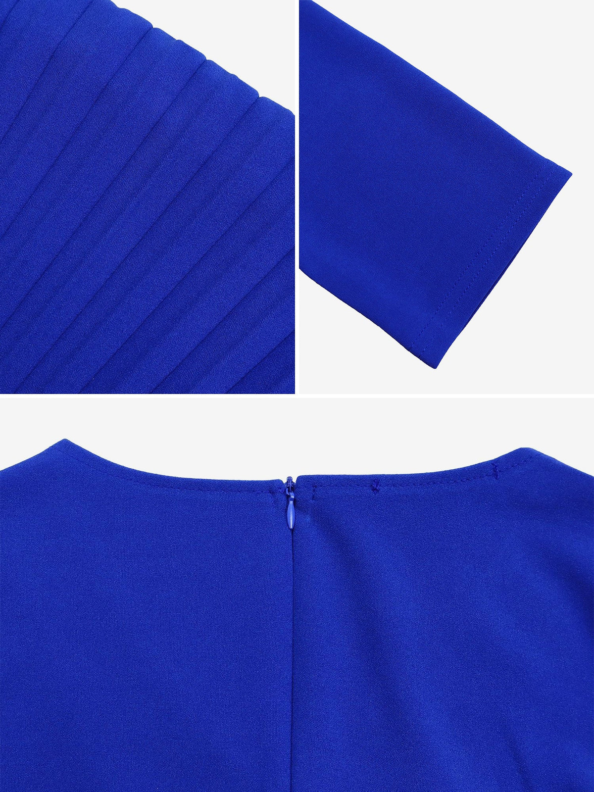 V Neck Short Sleeves Pleated Belted A-Line Midi Dress