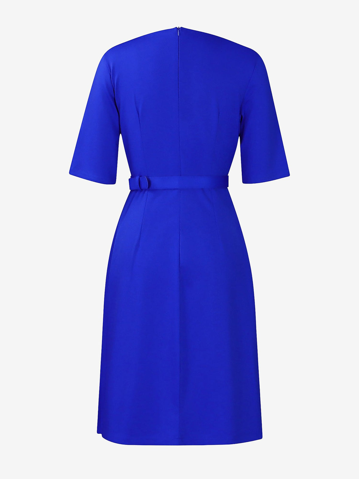 Round Neck Mid Sleeve Pleated Belted A-Line Dress
