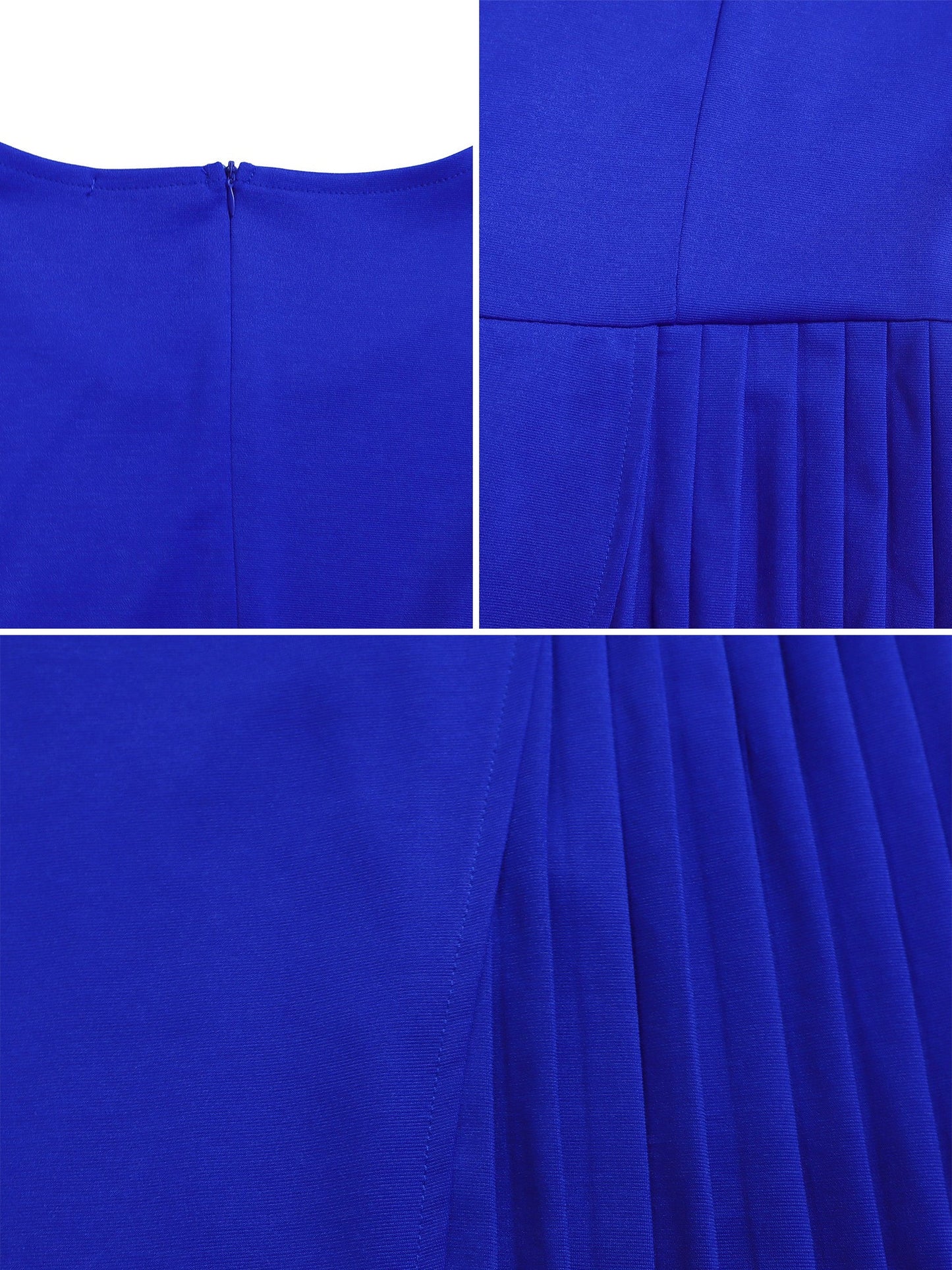 Round Neck Mid Sleeve Pleated Belted A-Line Dress