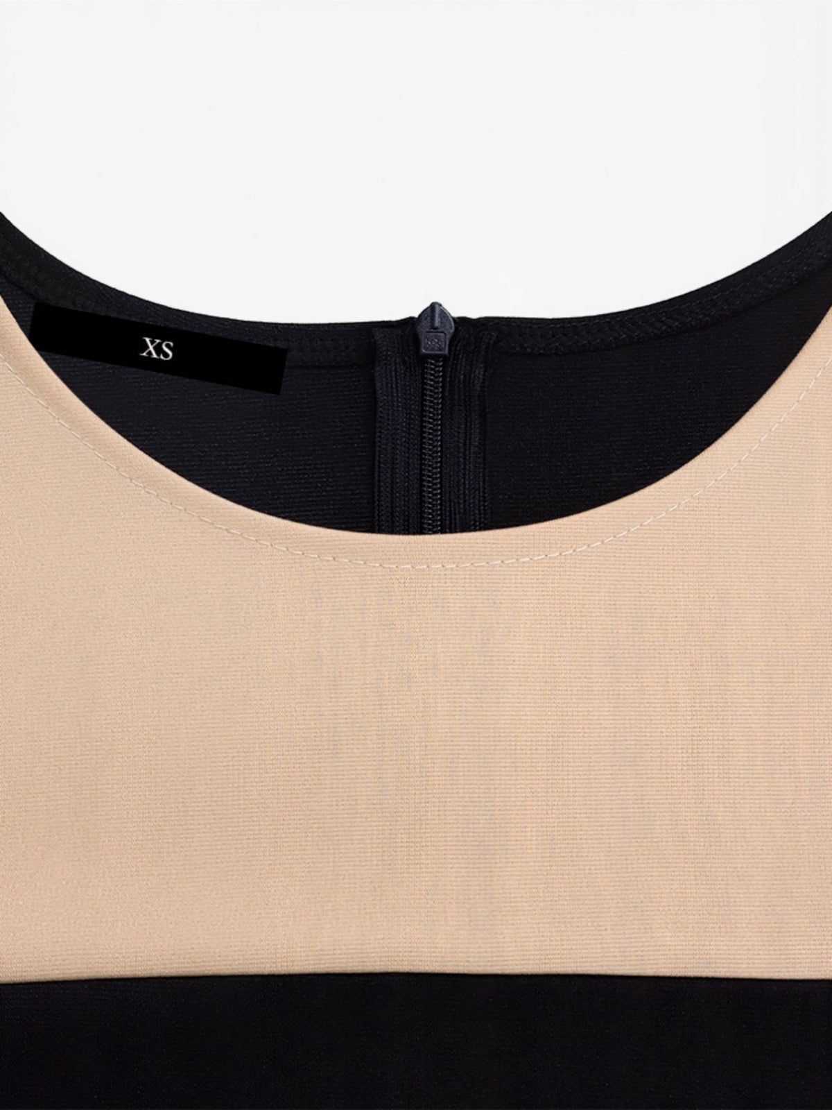 Colorblock Round Neck 3/4 Sleeves Sheath Dress