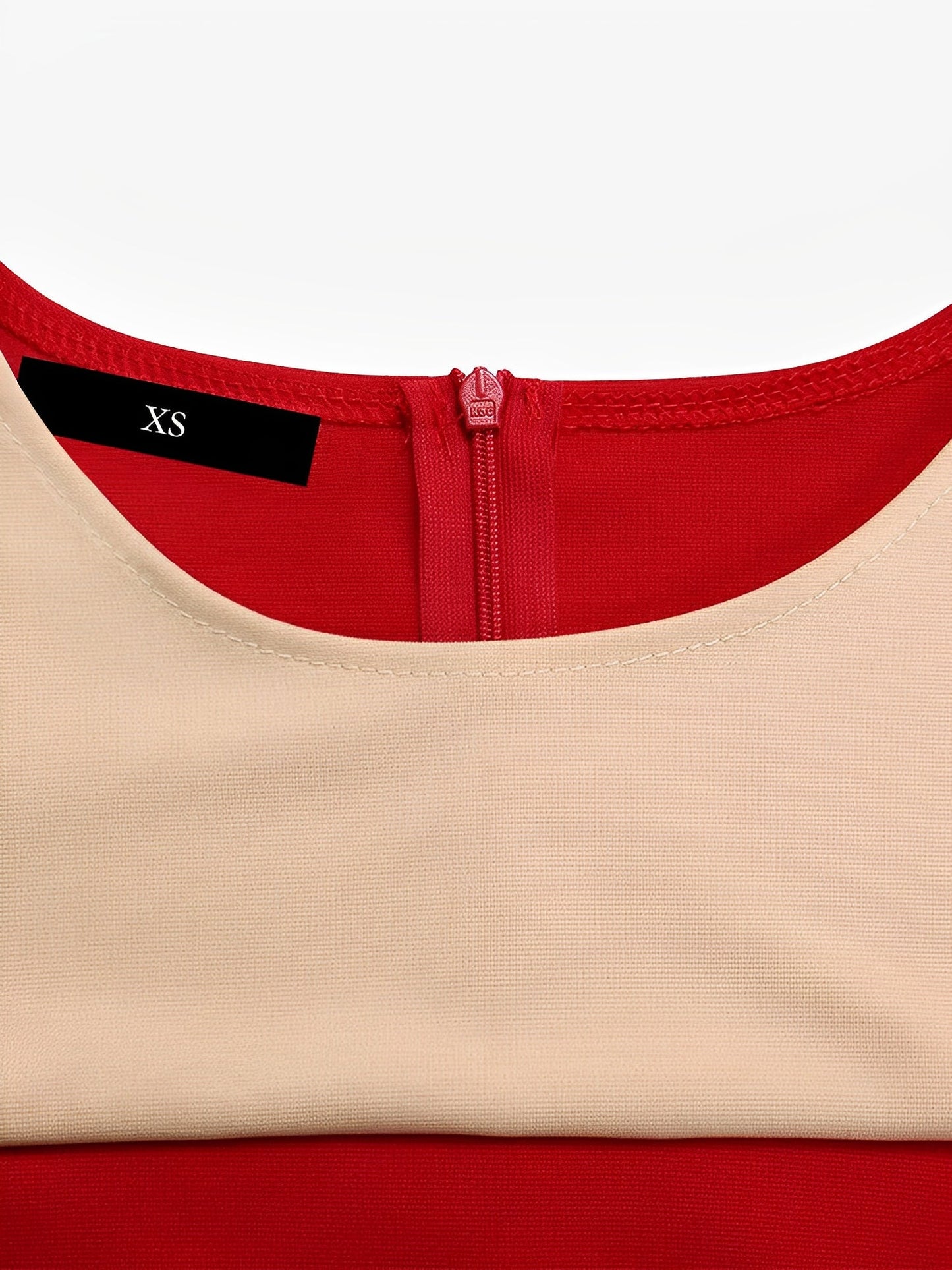 Colorblock Round Neck 3/4 Sleeves Sheath Dress