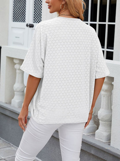 Solid Color Mid Sleeve Textured Open Front Jacket