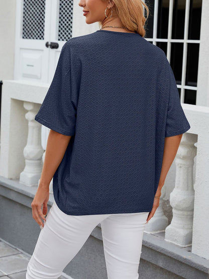 Solid Color Mid Sleeve Textured Open Front Jacket