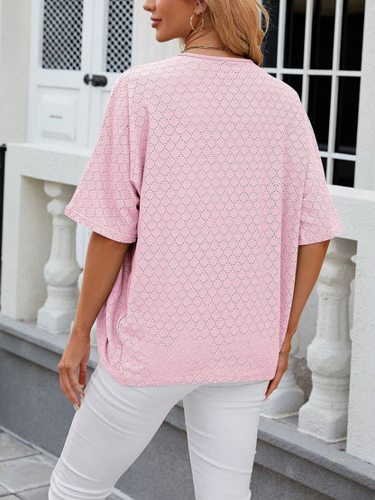 Solid Color Mid Sleeve Textured Open Front Jacket