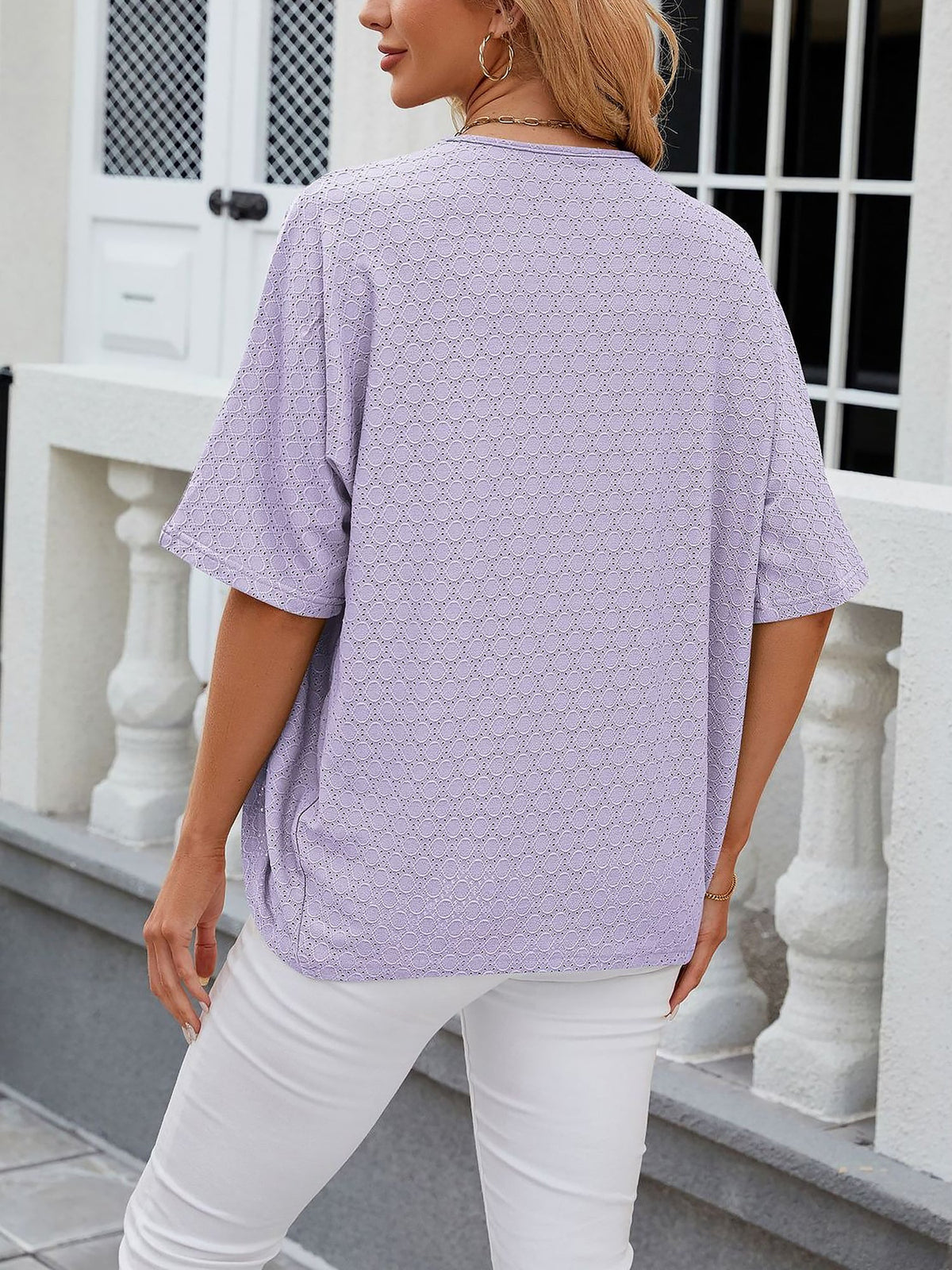 Solid Color Mid Sleeve Textured Open Front Jacket