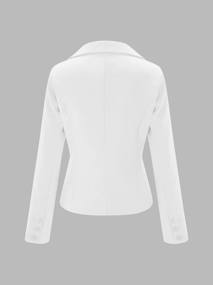 Slim Fit Blazer with Notched Lapel - Tailored Long Sleeve Workwear Jacket