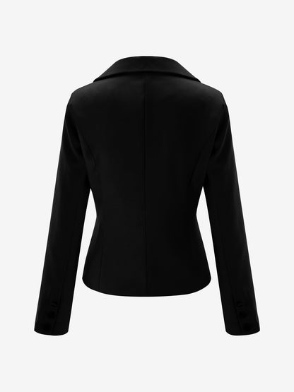 Slim Fit Blazer with Notched Lapel - Tailored Long Sleeve Workwear Jacket