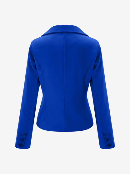 Slim Fit Blazer with Notched Lapel - Tailored Long Sleeve Workwear Jacket