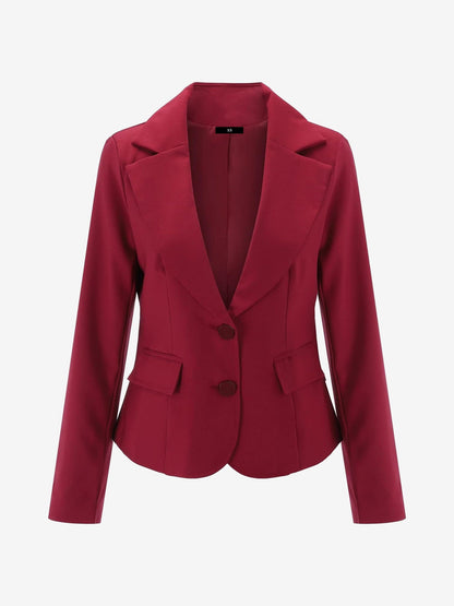 Slim Fit Blazer with Notched Lapel - Tailored Long Sleeve Workwear Jacket