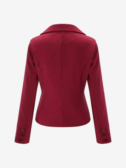Slim Fit Blazer with Notched Lapel - Tailored Long Sleeve Workwear Jacket