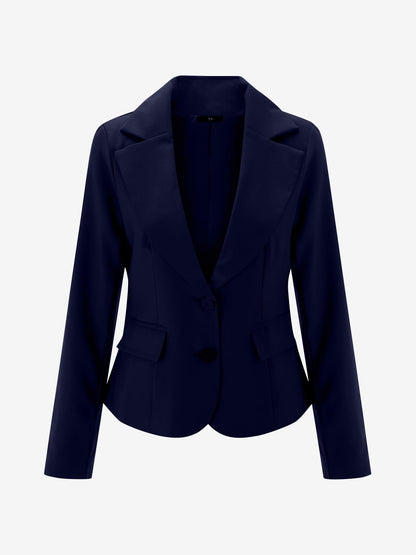 Slim Fit Blazer with Notched Lapel - Tailored Long Sleeve Workwear Jacket