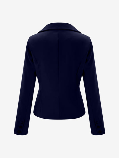 Slim Fit Blazer with Notched Lapel - Tailored Long Sleeve Workwear Jacket