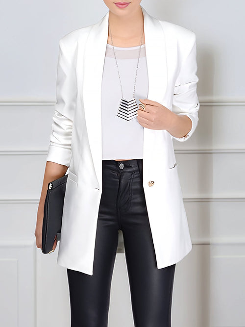 Shawl Collar One Button Mid Length Blazer