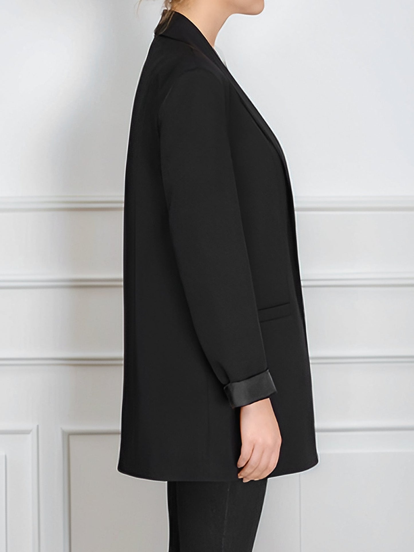 Shawl Collar One Button Mid Length Blazer