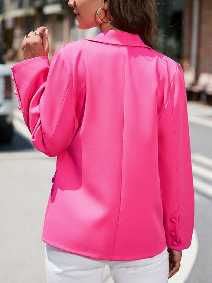 Notched Lapel Long Sleeve Double Breasted Blazer