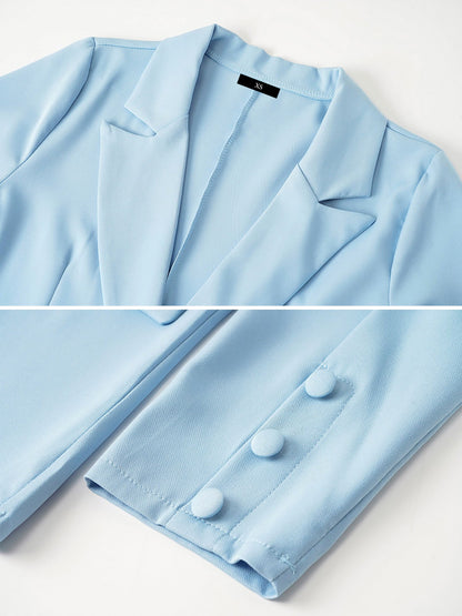 Notched Lapel Long Sleeve Double Breasted Blazer