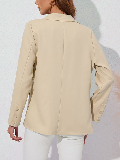 Notched Lapel Long Sleeve Double Breasted Blazer