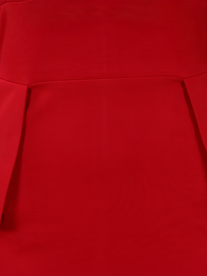 V Neck Puff Sleeve Slit Office Midi Sheath Dress