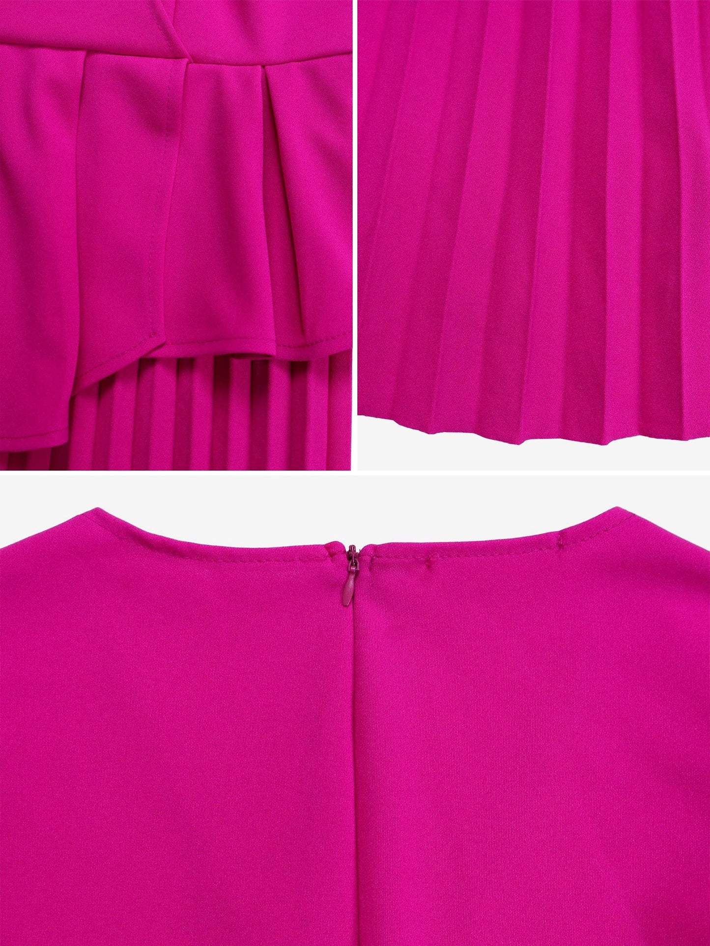 V Neck Short Sleeves Belted Pleated Midi Work Dress