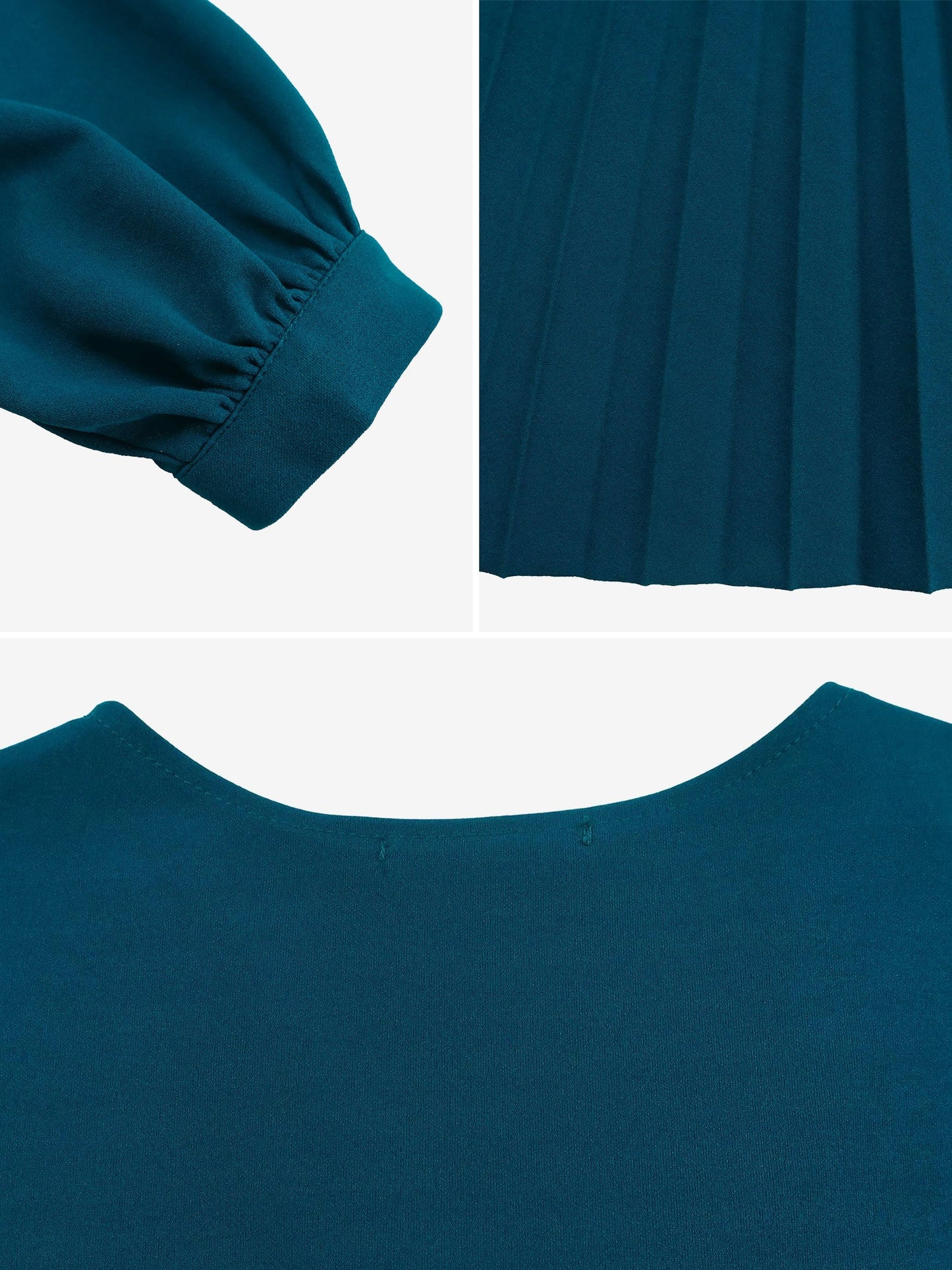 V Neck Long Sleeves Belted Pleated Midi Dress