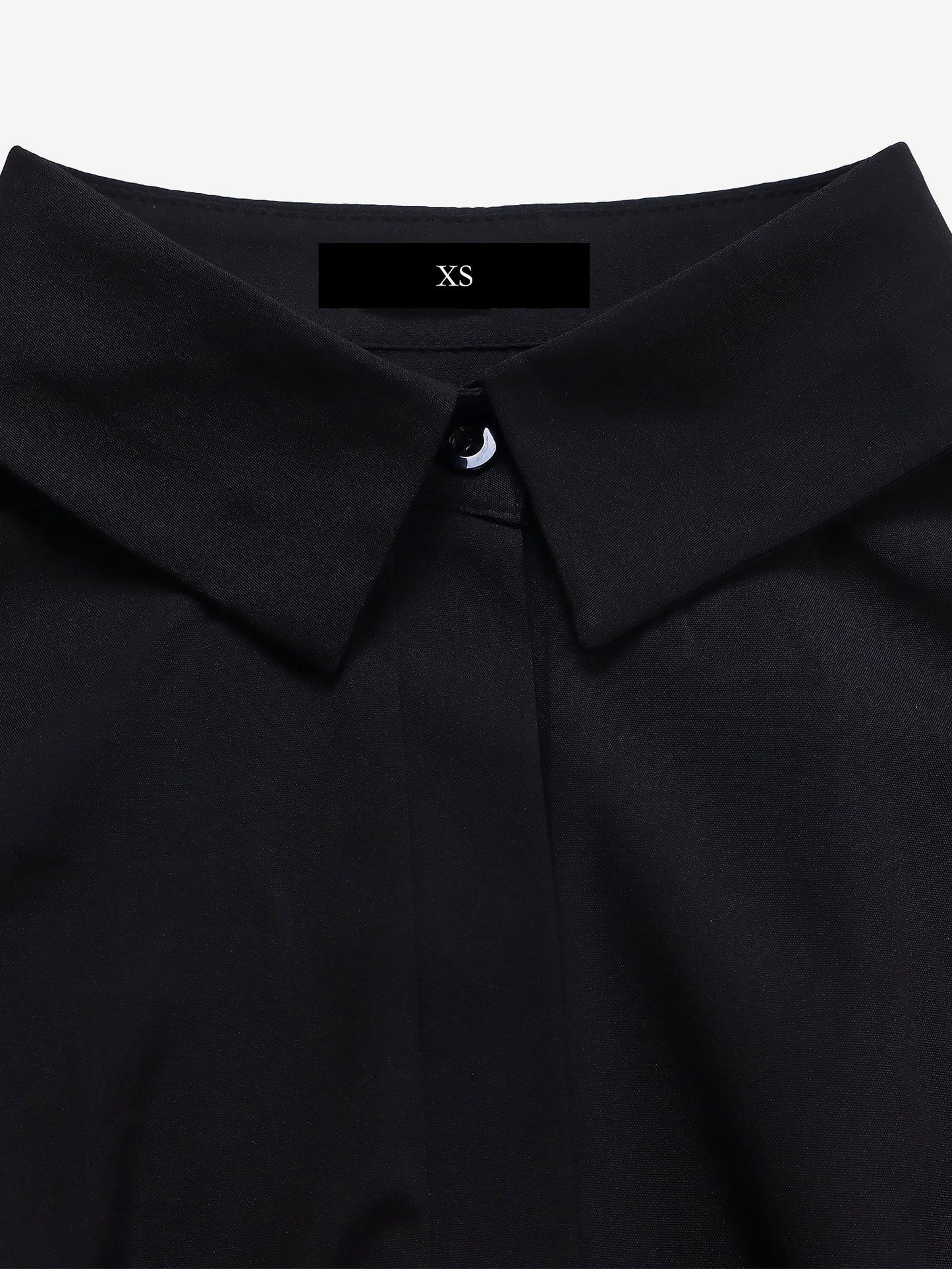 Solid Color Puff Long Sleeves Midi A-Line Shirt Dress