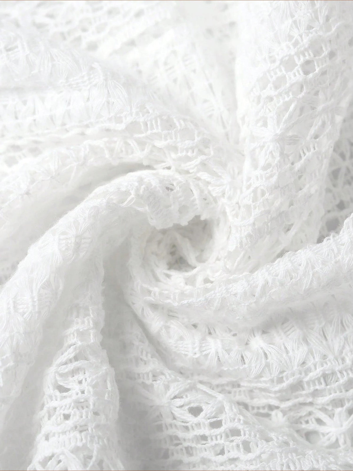 Solid Color Long Sleeves Knitted Sheer Crochet Blouse