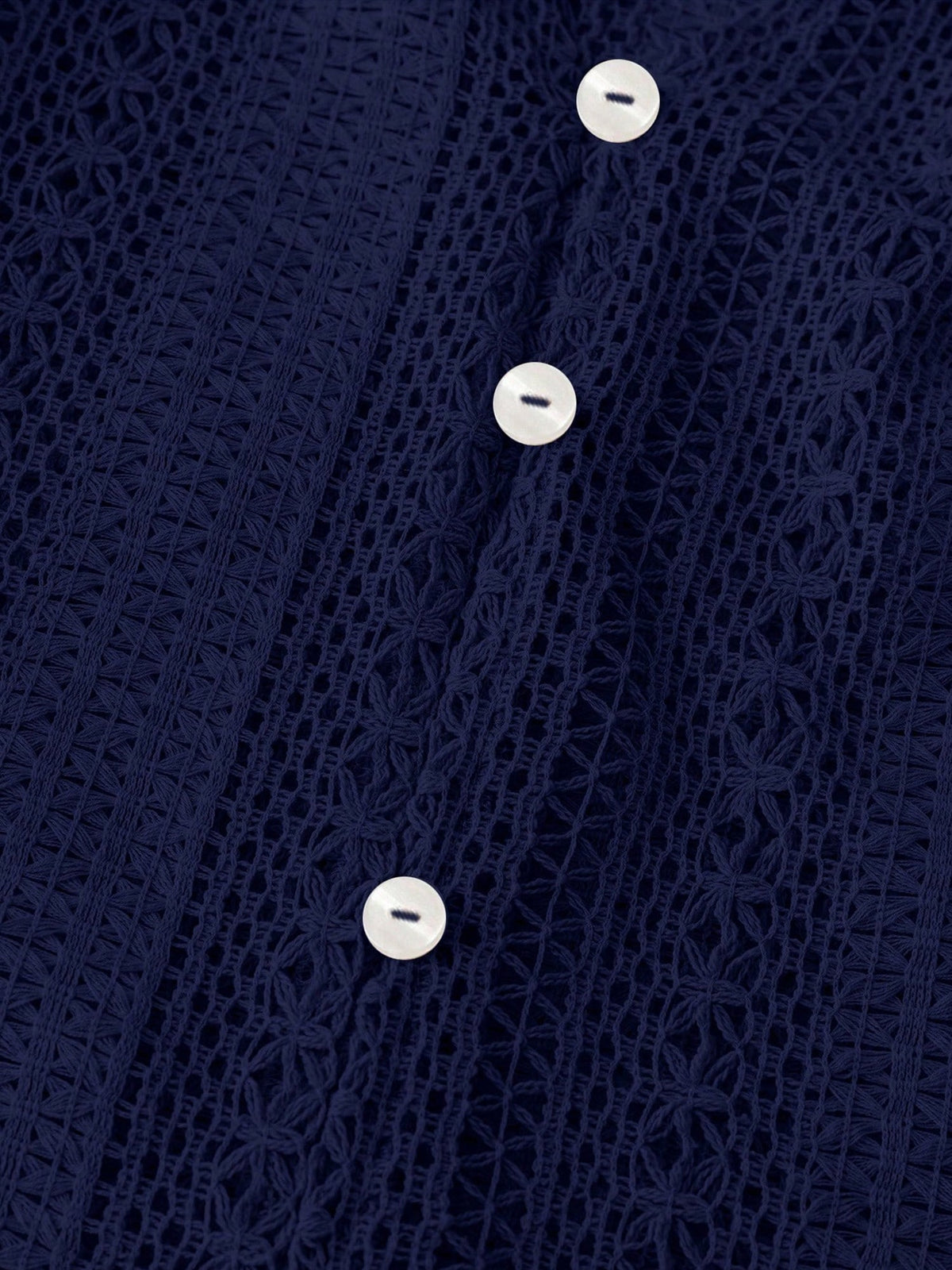 Solid Color Long Sleeves Knitted Sheer Crochet Blouse