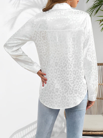 Satin Collared Button Down Long Sleeves Blouse