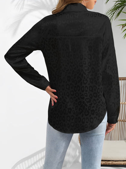 Satin Collared Button Down Long Sleeves Blouse