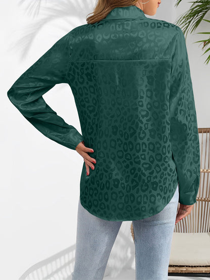 Satin Collared Button Down Long Sleeves Blouse