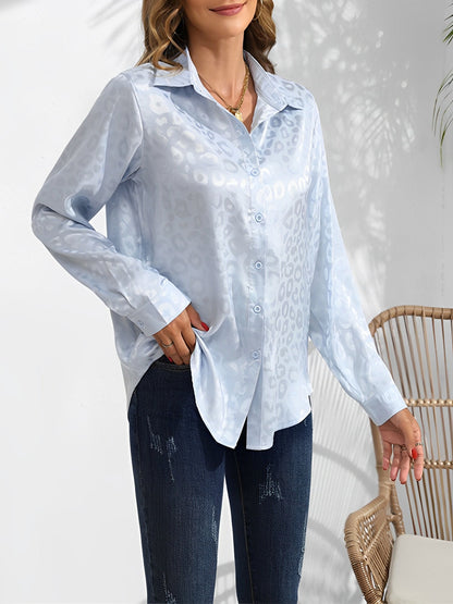 Satin Collared Button Down Long Sleeves Blouse