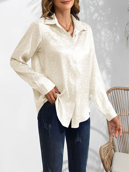 Satin Collared Button Down Long Sleeves Blouse