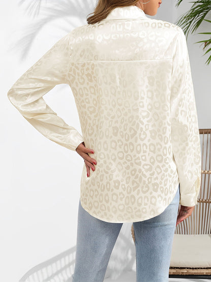 Satin Collared Button Down Long Sleeves Blouse
