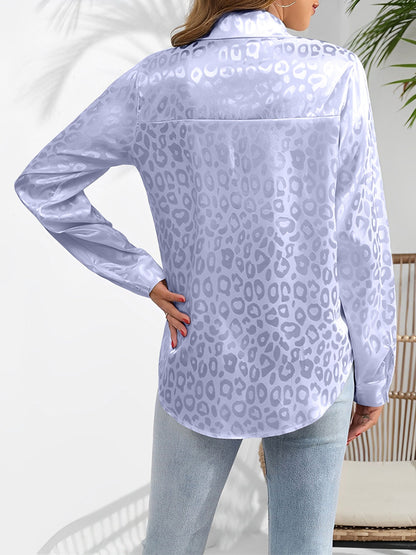 Satin Collared Button Down Long Sleeves Blouse