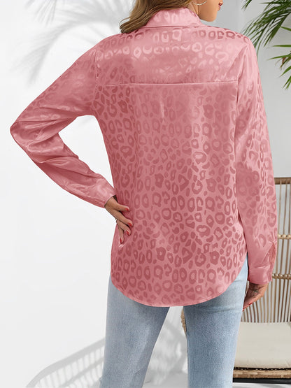 Satin Collared Button Down Long Sleeves Blouse