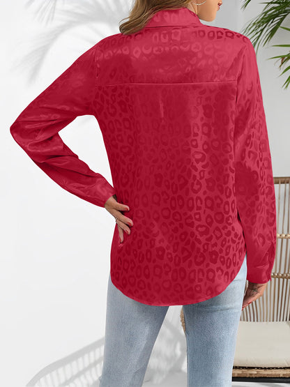 Satin Collared Button Down Long Sleeves Blouse