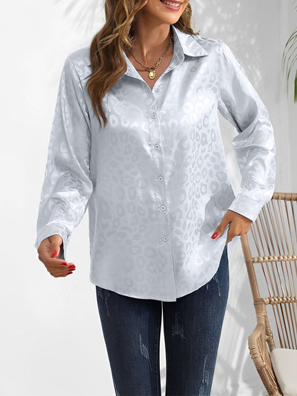 Satin Collared Button Down Long Sleeves Blouse