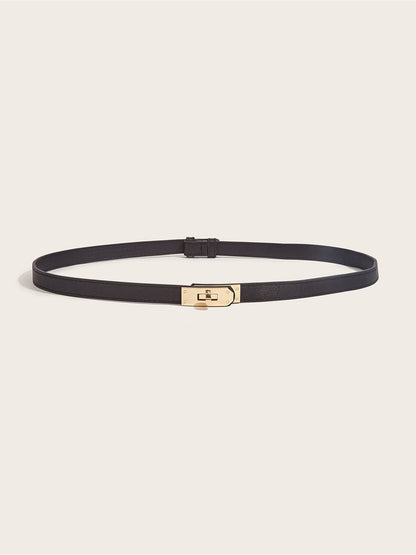 Women's Solid Color Faux Leather Slim Belt