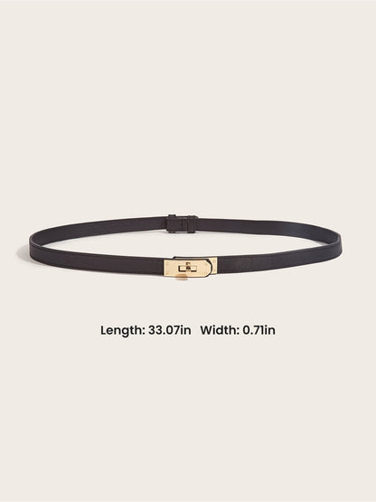 Women's Solid Color Faux Leather Slim Belt